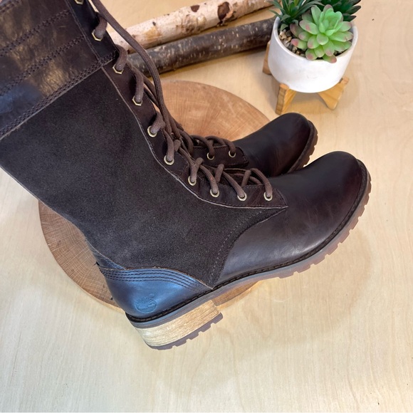 ๐HP๐*Timberland Bethel Heights Dark Brown Leather Mid Calf Zip Lace-Up Boots 6 - Picture 11 of 16